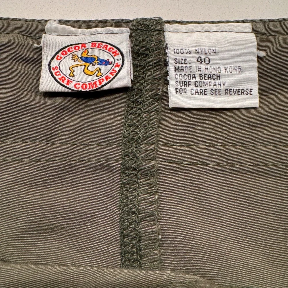 Cocoa Beach Surf Company‎ Mens Board Shorts Olive Green Side Tape Logo Size 40